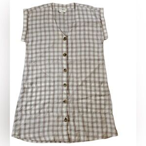 Lou & Grey Relaxed Fit| Button Down| 100% Linen Gingham Dress